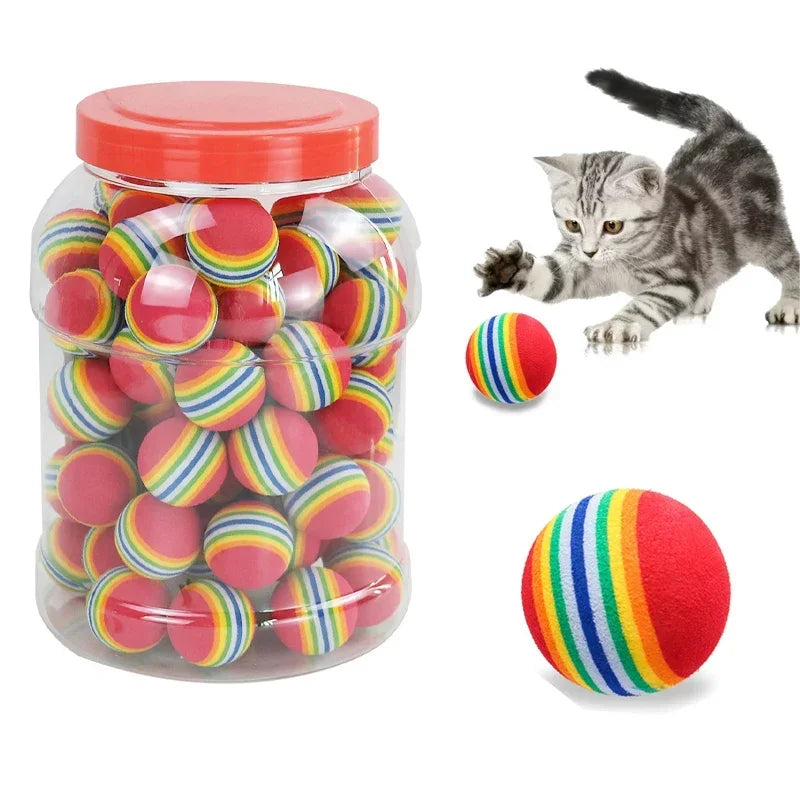 Rainbow Sponge Ball Toy for Cats & Dogs – Interactive Chew, Rattle & Scratch Play Balls
