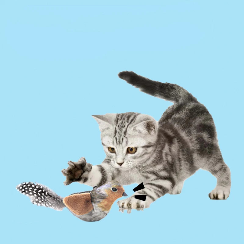 Catnip Bird Plush Toy – Lifelike Feathered Cat Teaser for Kittens & Cats