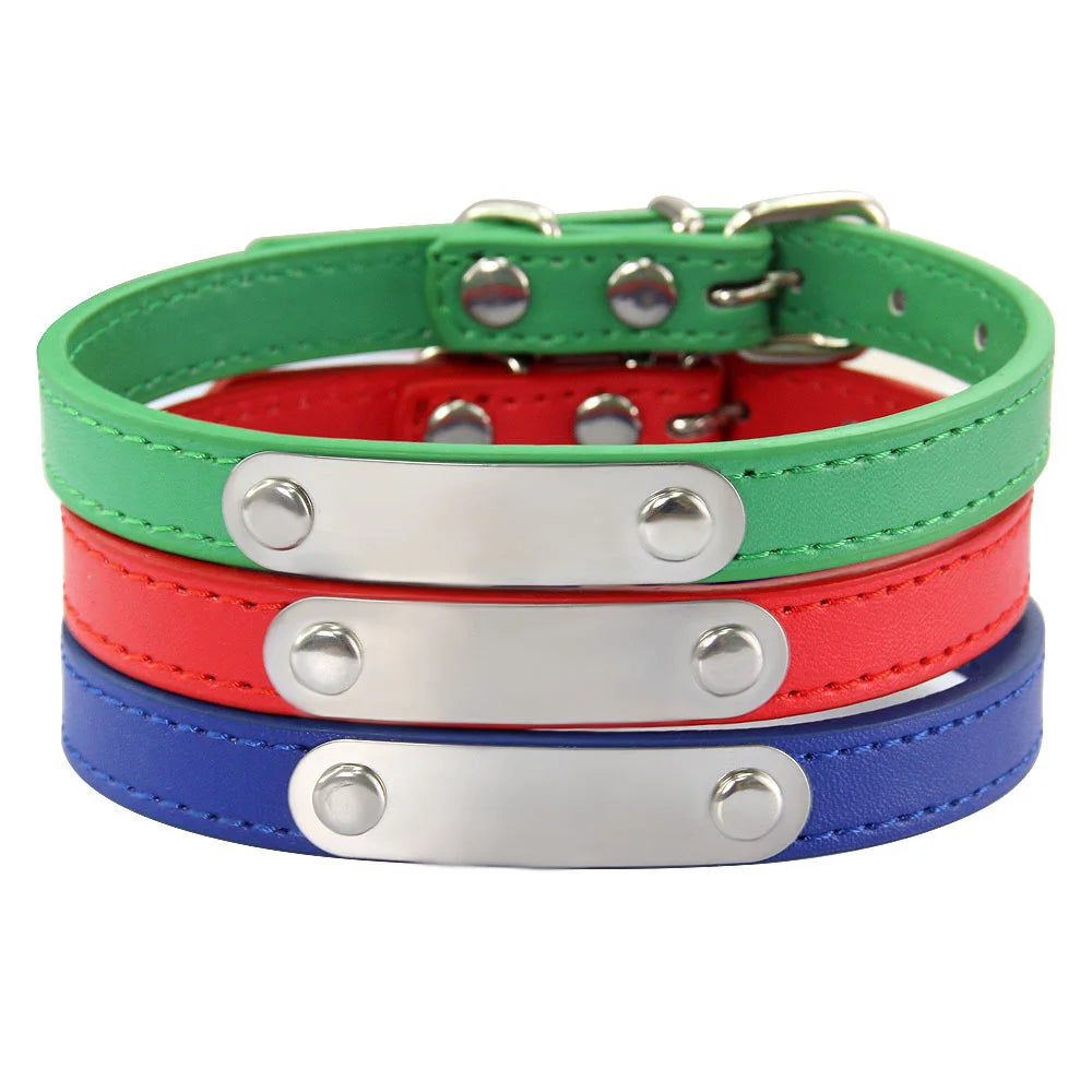 Personalized Pet Collar with Engraved ID Tag – PU Leather, Anti-Lost