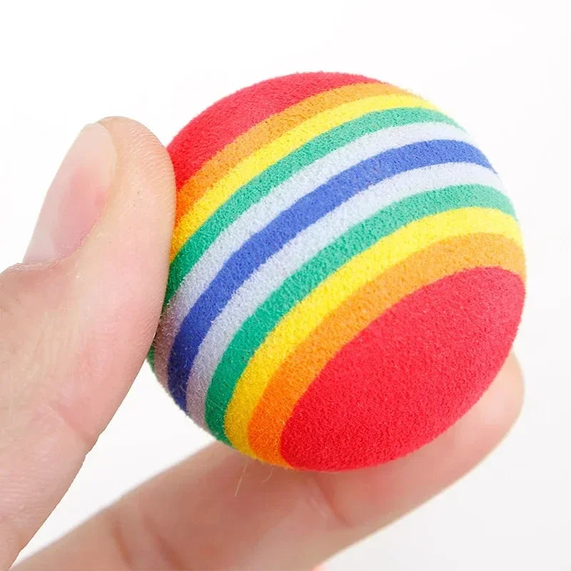 Rainbow Sponge Ball Toy for Cats & Dogs – Interactive Chew, Rattle & Scratch Play Balls