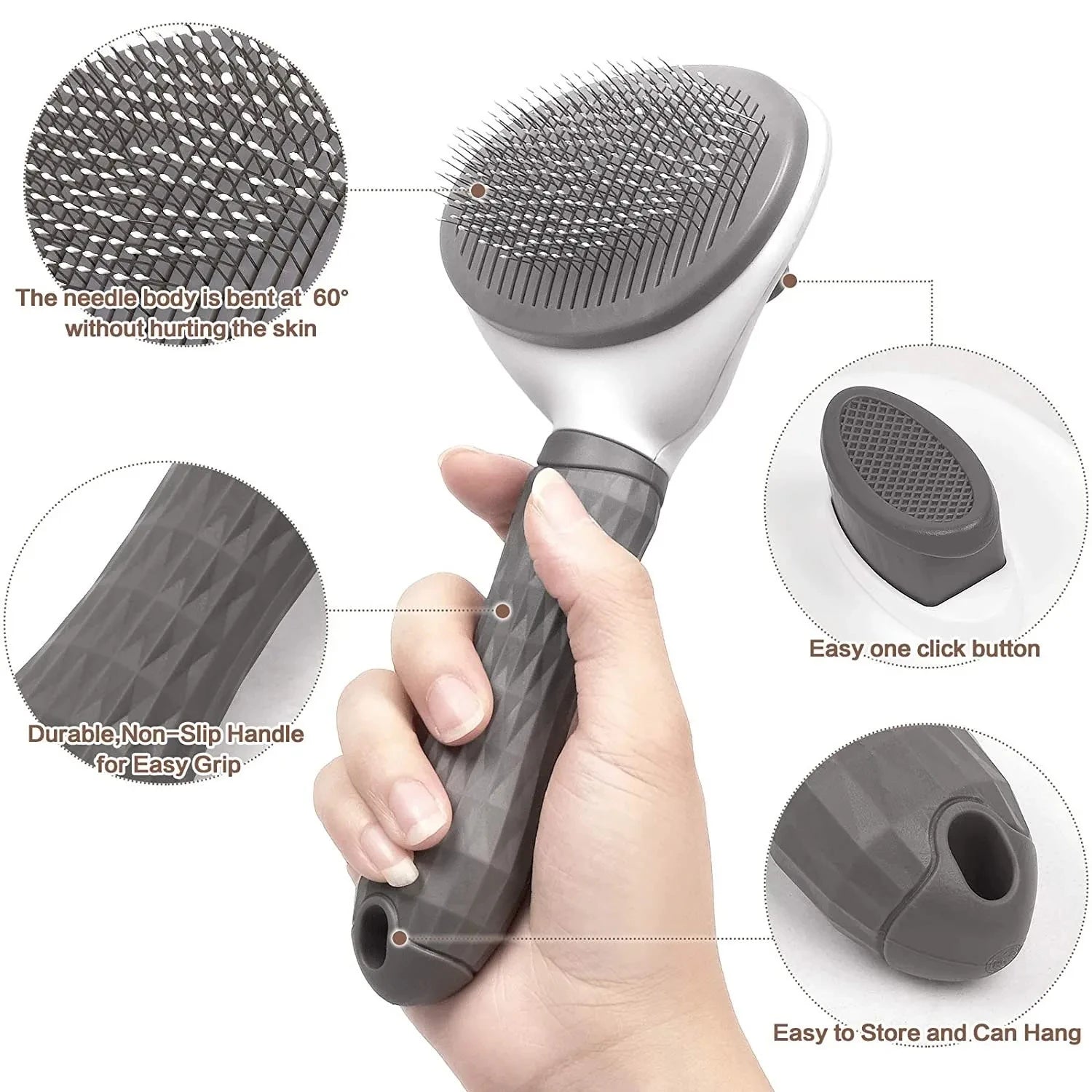 Self-Cleaning Pet Slicker Brush – Grooming & Dematting Comb for Dogs & Cats