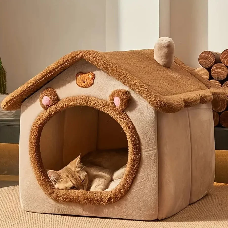 Foldable Cat & Pet House – Cozy Cave Bed for Cats & Small Dogs