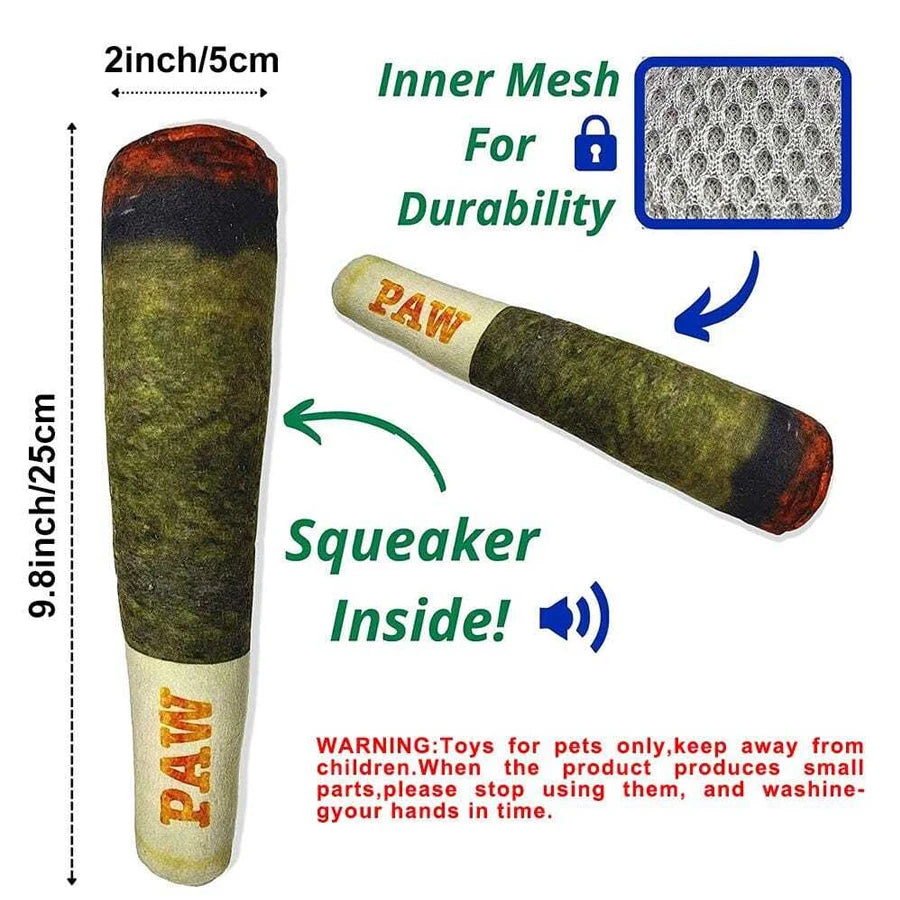 Cigar Design Plush Squeaky Dog Toy – Interactive Chew Toy for Small & Medium Dogs