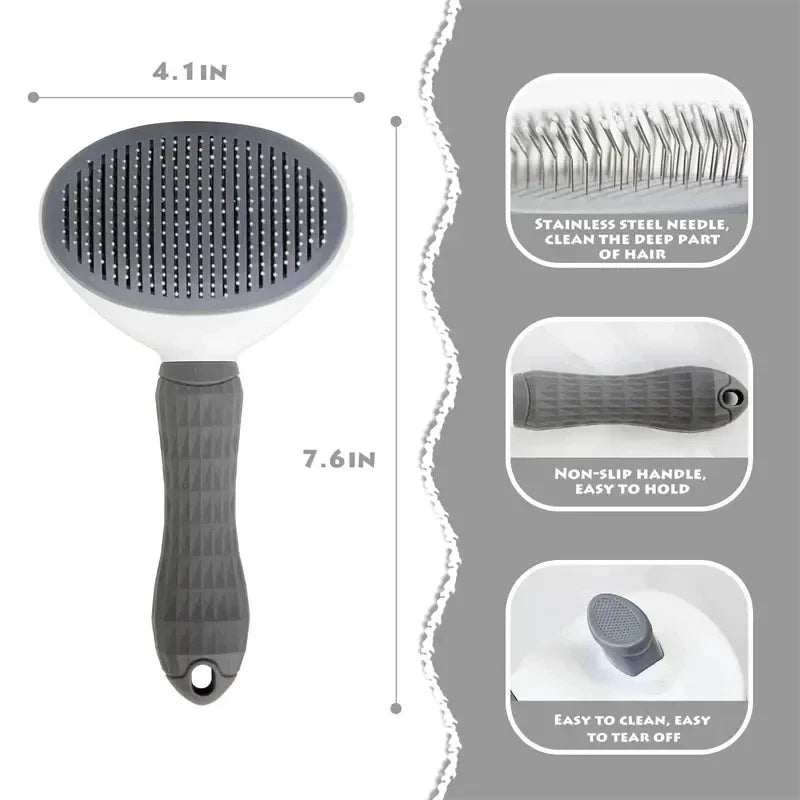 Self-Cleaning Pet Slicker Brush – Grooming & Dematting Comb for Dogs & Cats