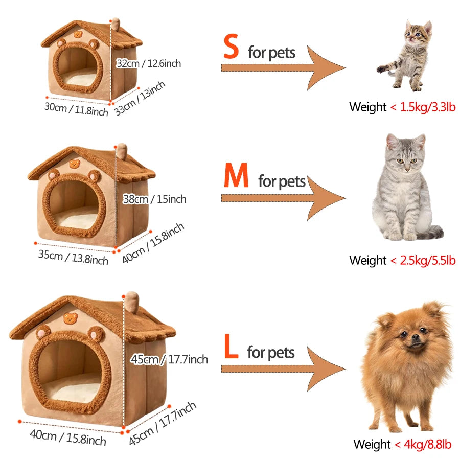 Foldable Cat & Pet House – Cozy Cave Bed for Cats & Small Dogs