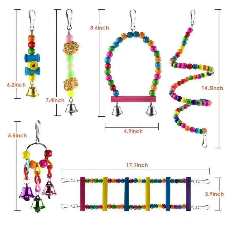Parrot Toy Set – Swing, Bell & Ladder Training Kit