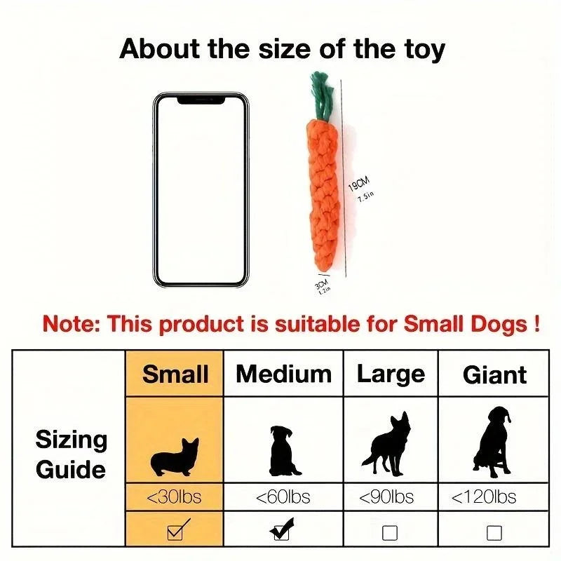 Cotton Rope Carrot Chew Toy for Dogs