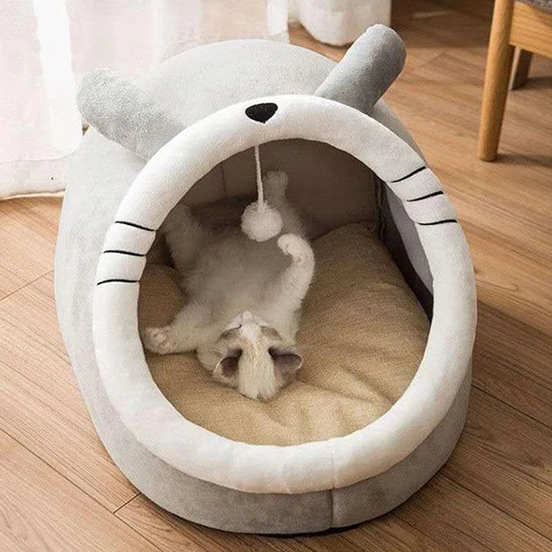 Cute Ear Cat Cave Bed – Foldable, Washable & Deep Sleep Pet Bed for Cats & Small Dogs