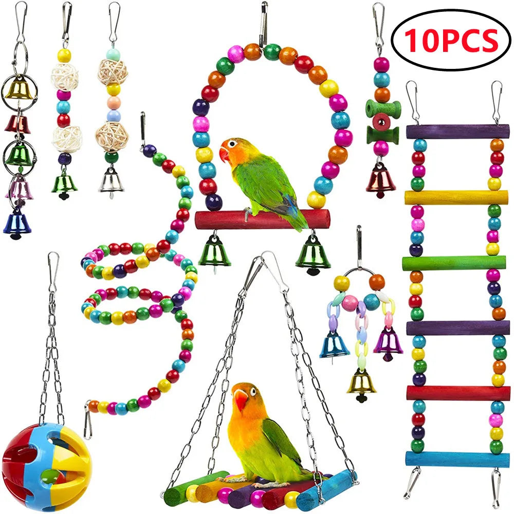Parrot Toy Set – Swing, Bell & Ladder Training Kit
