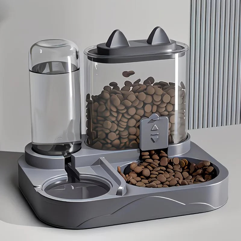 2-in-1 Large Pet Feeder & Water Dispenser – Gravity-Fed, Dry/Wet Separation, No Battery | Cats & Dogs