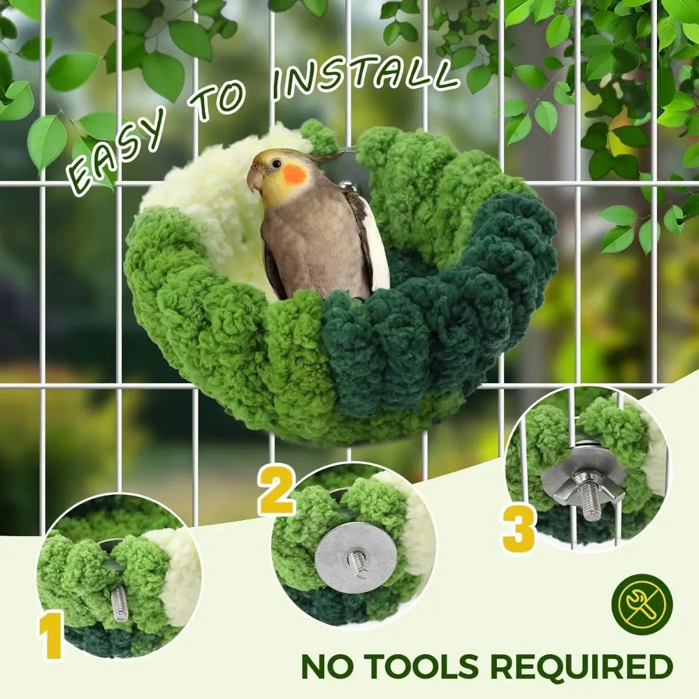 Plush Hanging Bird Nest – Cozy Cage Bed for Parakeets, Cockatiels, Lovebirds & Small Pets