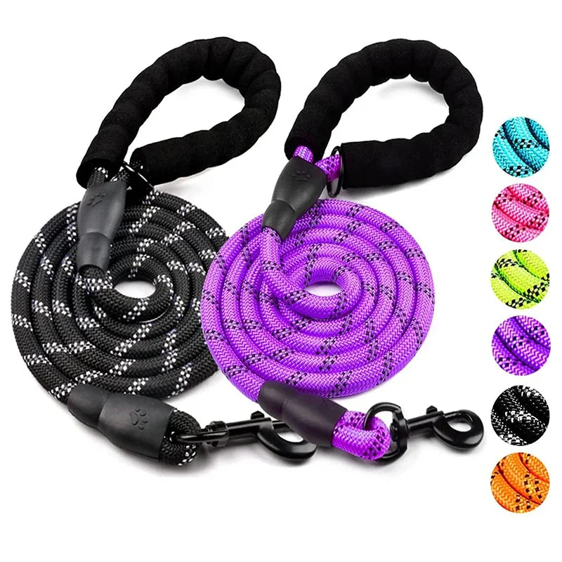 Reflective Nylon Dog Leash – Strong & Durable for All Dog Sizes