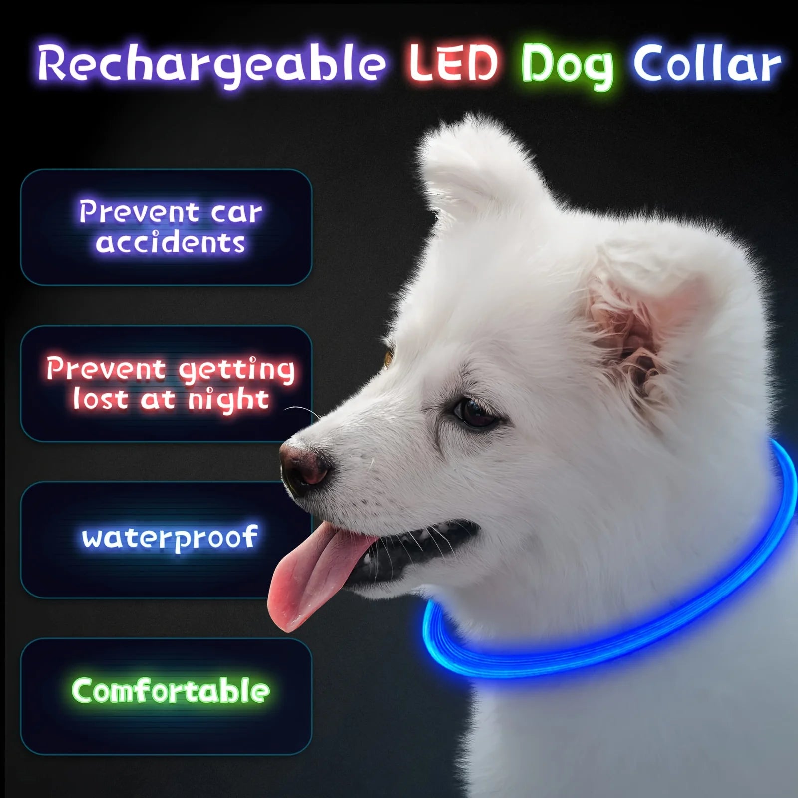 LED Dog Collar – USB Rechargeable Luminous Safety Collar for Night Walks