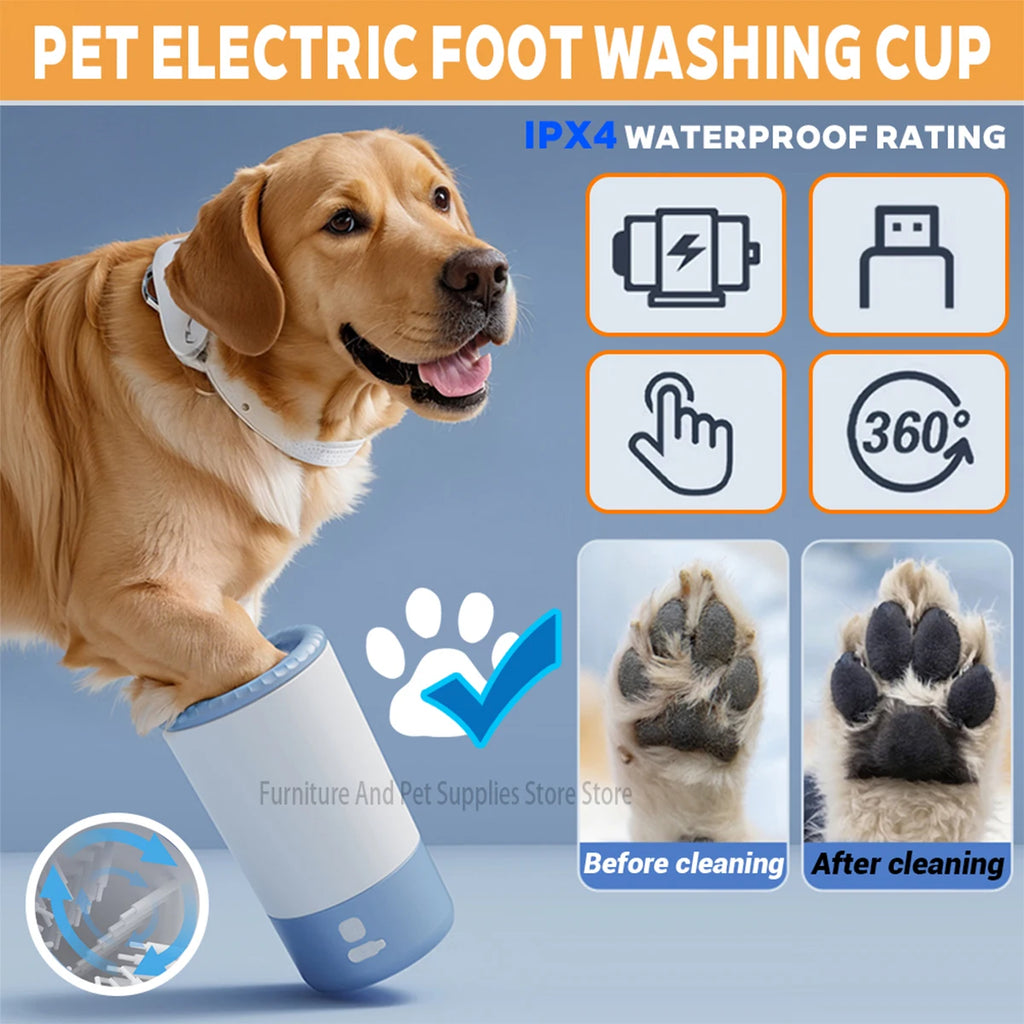 Electric Pet Paw Cleaner – Automatic USB Rechargeable Paw Washing Cup for Dogs & Cats | IPX4 Waterproof