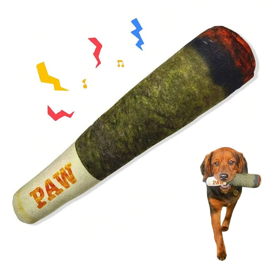 Cigar Design Plush Squeaky Dog Toy – Interactive Chew Toy for Small & Medium Dogs