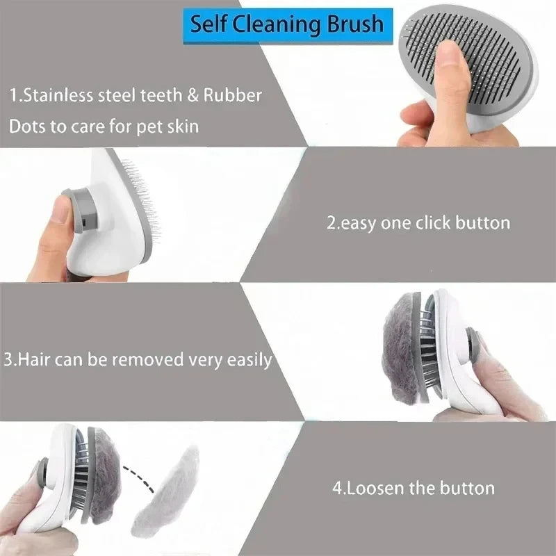 Self-Cleaning Pet Slicker Brush – Grooming & Dematting Comb for Dogs & Cats