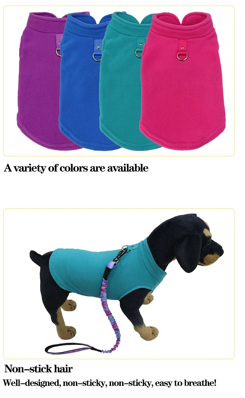 Soft Fleece Pet Vest Jacket with D-Ring | Dog & Cat Winter Coat