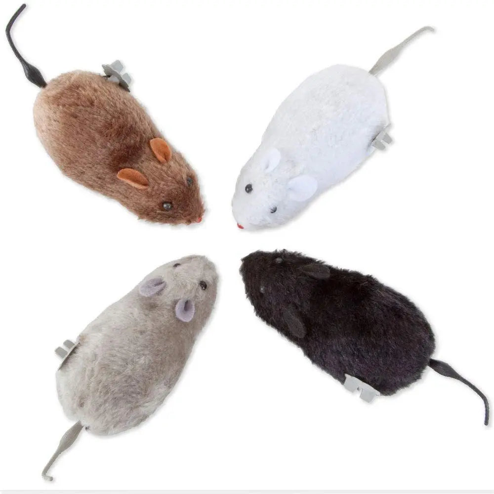 Wind-Up Plush Mouse Toy for Cats – Lifelike Running Rat for Interactive Play