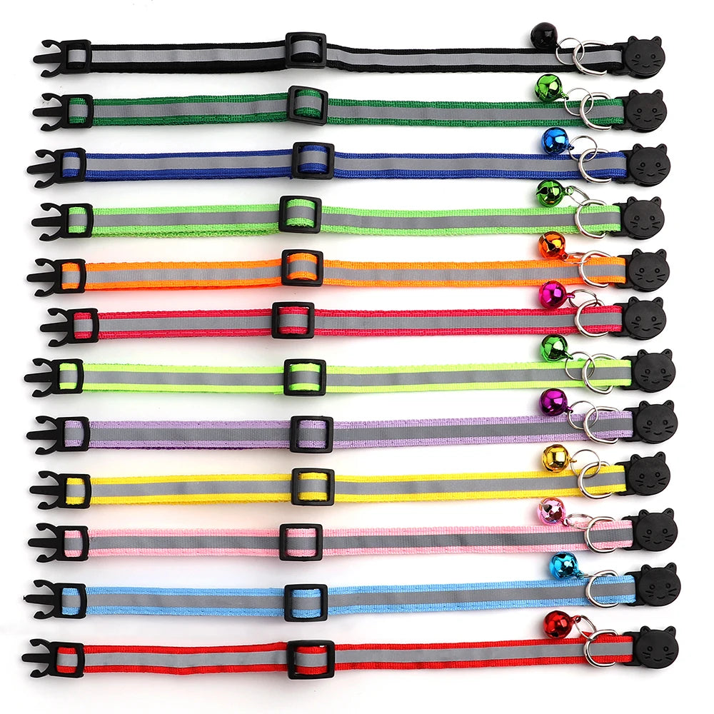 Personalized Reflective Cat & Dog Collar with Bell & Free Engraving