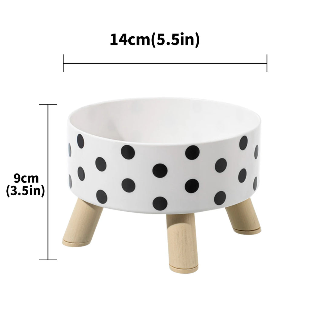 Non-Slip Polka Dot Pet Bowl for Cats & Dogs – Easy to Clean | White & Black