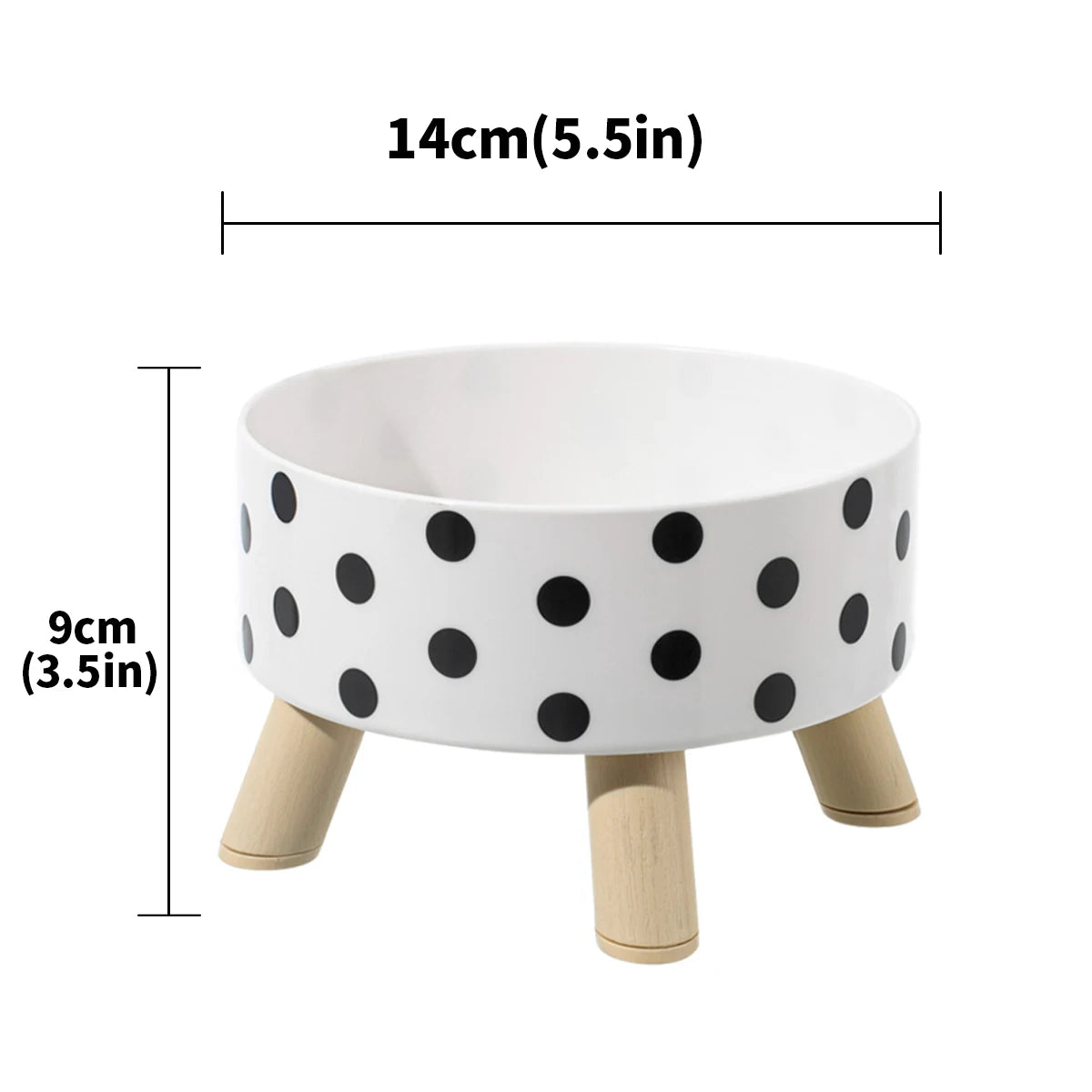 Non-Slip Polka Dot Pet Bowl for Cats & Dogs – Easy to Clean | White & Black