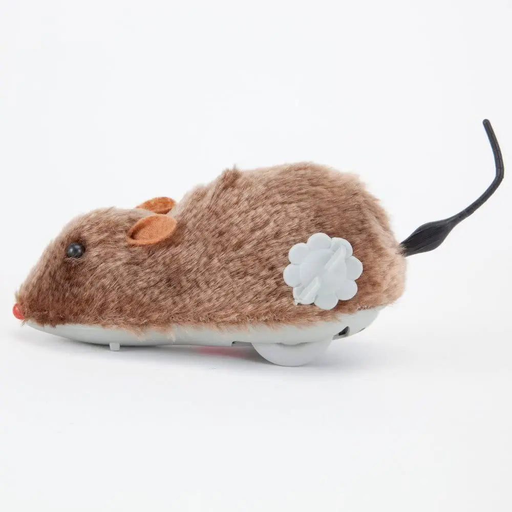 Wind-Up Plush Mouse Toy for Cats – Lifelike Running Rat for Interactive Play