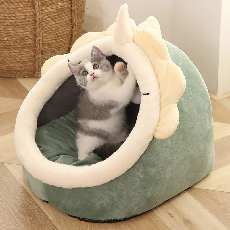 Cute Ear Cat Cave Bed – Foldable, Washable & Deep Sleep Pet Bed for Cats & Small Dogs