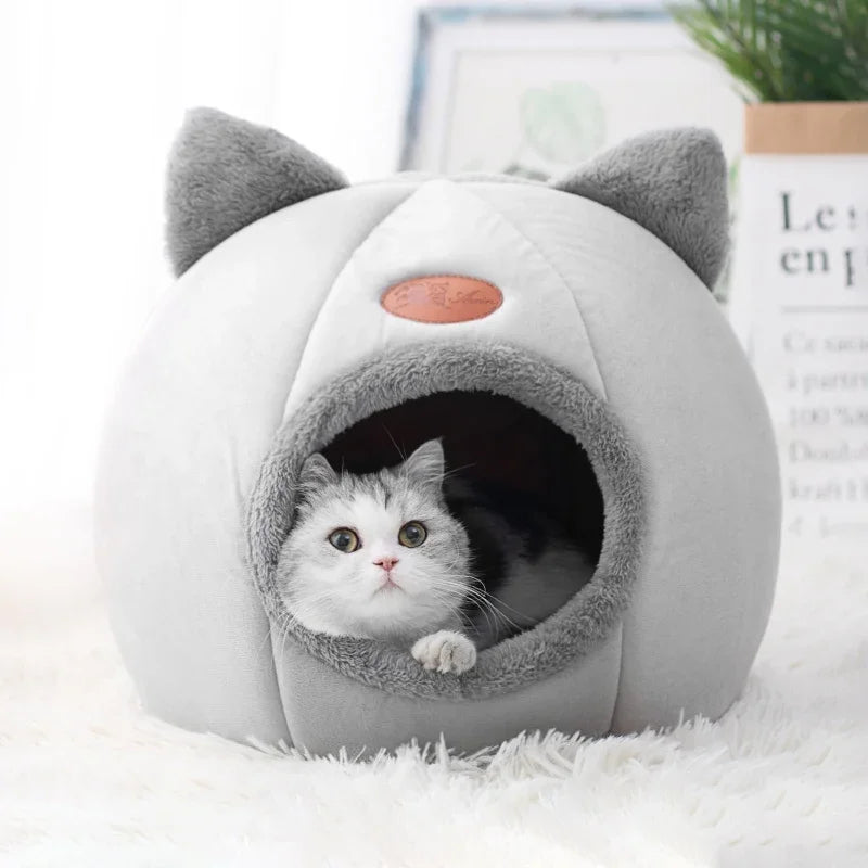Cozy Cave Cat Bed – Removable Cushion, Breathable & Warm Pet House for Cats & Small Dogs