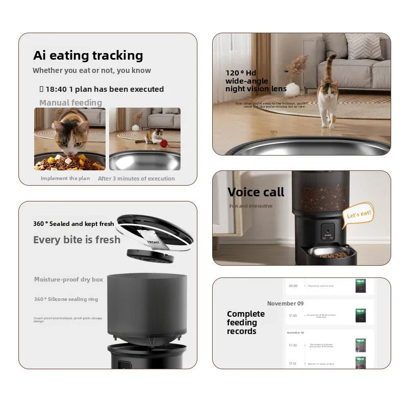 Smart Automatic Pet Feeder with Camera – WiFi, Voice Control & Timed Feeding for Cats & Dogs