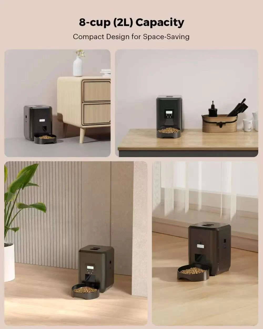 Smart 2L Automatic Pet Feeder with WiFi App Control – Timed & Portion-Controlled Food Dispenser for Cats & Dogs