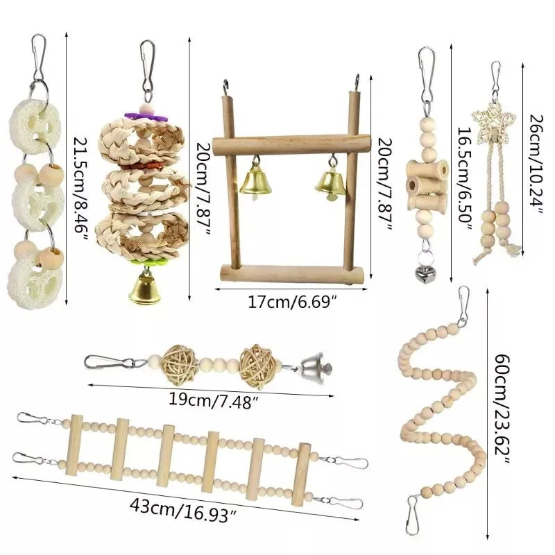 Parrot Toy Set – Swing, Bell & Ladder Training Kit
