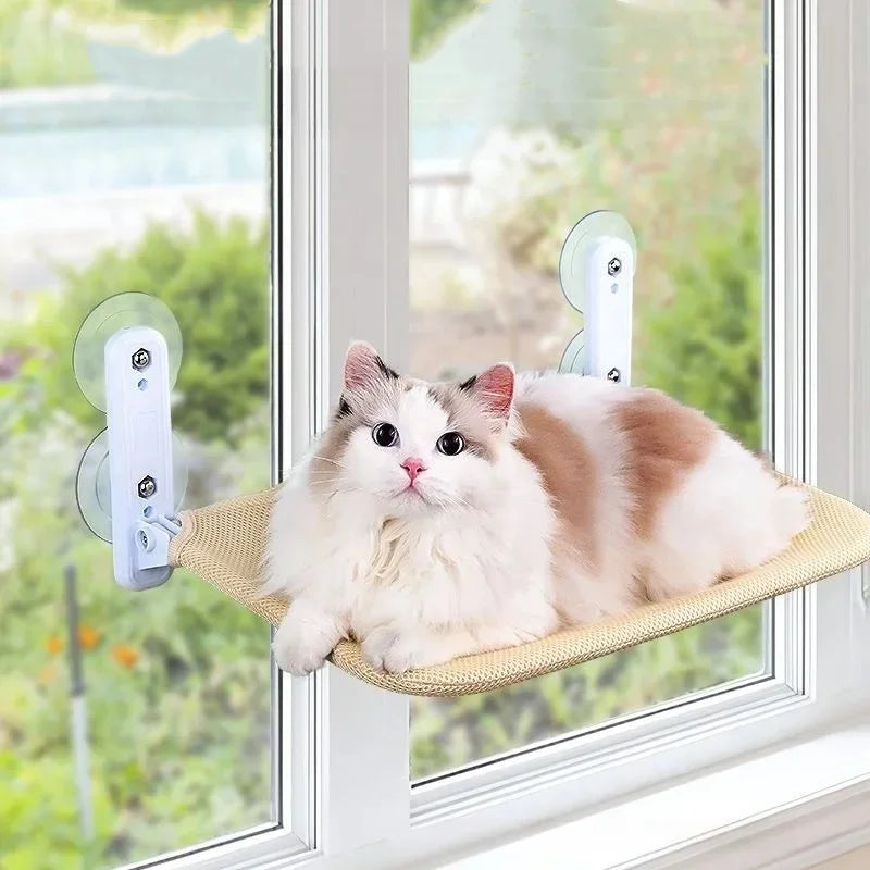 Cat Window Hammock Bed – Suction Cup Hanging Perch with Washable Plush Mat
