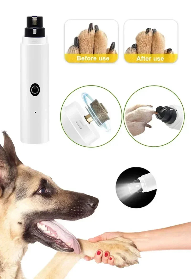 Electric Pet Nail Grinder – Rechargeable USB with LED Light