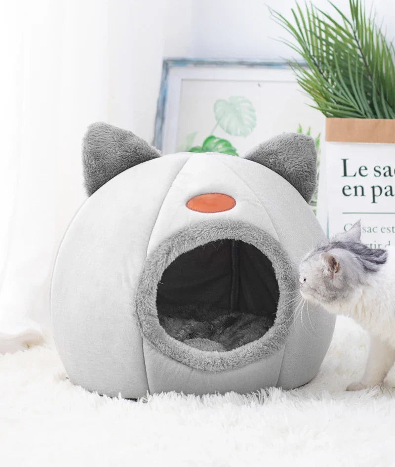 Cozy Cave Cat Bed – Removable Cushion, Breathable & Warm Pet House for Cats & Small Dogs