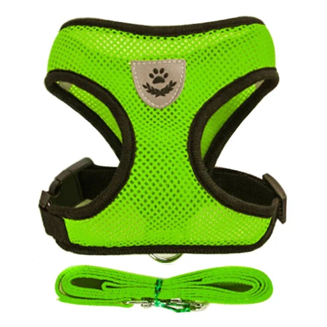 Adjustable Reflective Cat & Dog Harness Vest with Leash – Soft Mesh | S/M/L