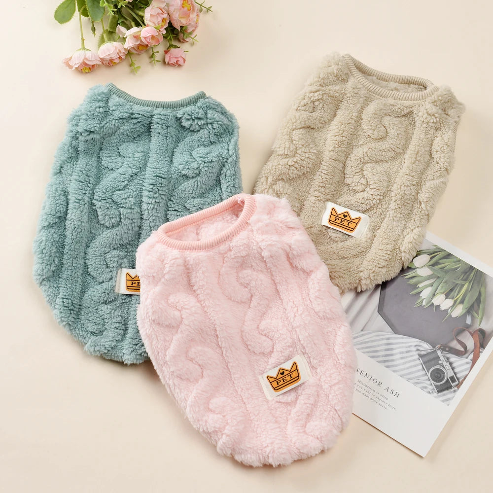 Soft Fleece Pet Sweater – Warm Autumn & Winter Vest for Small Dogs & Cats