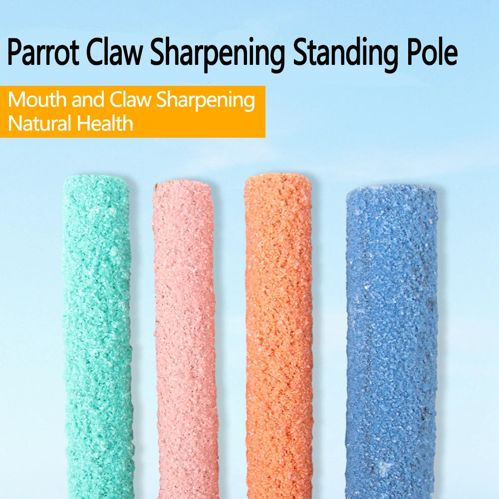 Colorful Wood Parrot Perch Stand – Bird Cage Toy for Small & Medium Birds