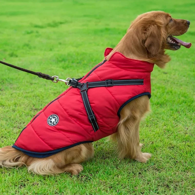 Winter Dog Jacket with Harness – Waterproof & Warm Coat for Large & Small Dogs