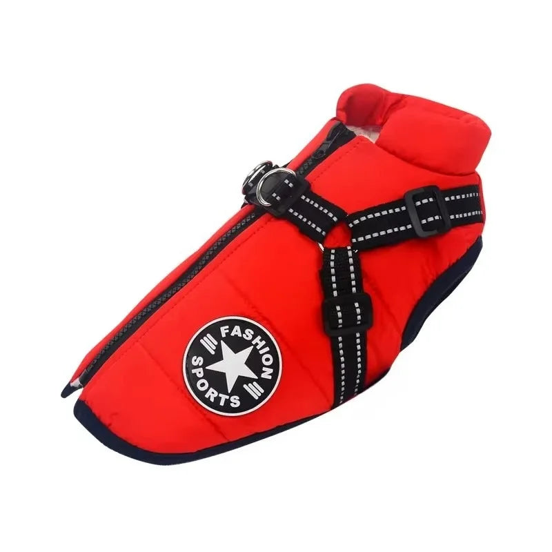 Winter Dog Jacket with Harness – Waterproof & Warm Coat for Large & Small Dogs