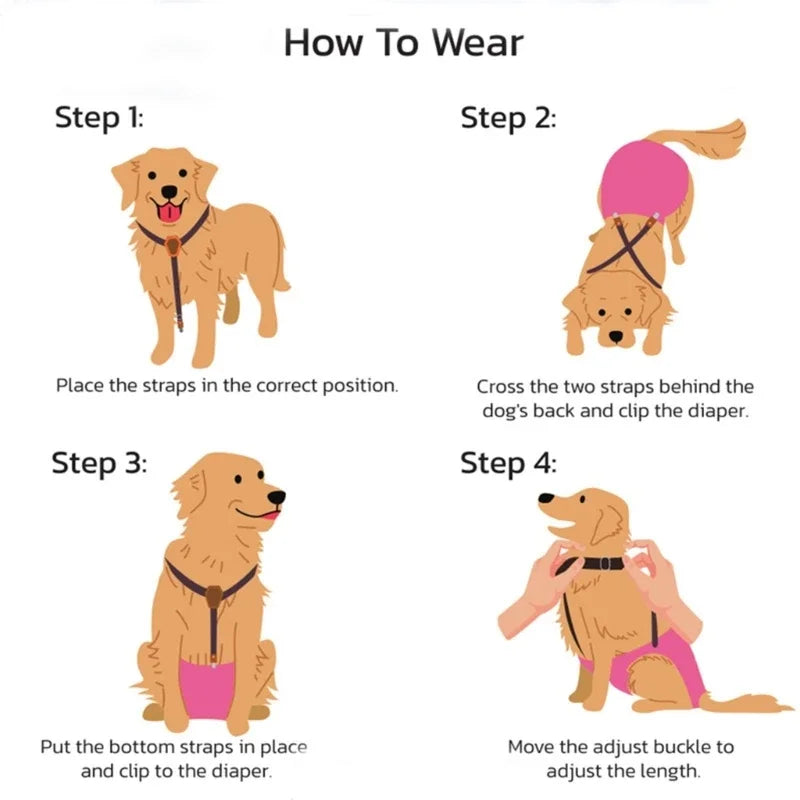 Adjustable Dog Diaper Suspenders with Belly Bands