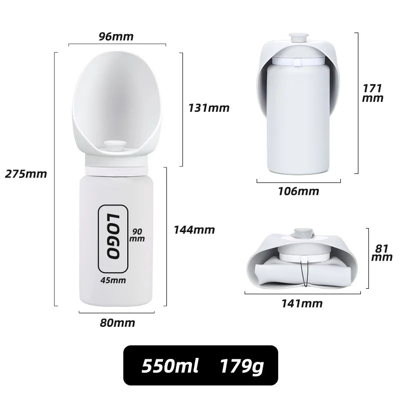 HydroWalk – Portable Foldable Dog Water Bottle & Dispenser 550ML