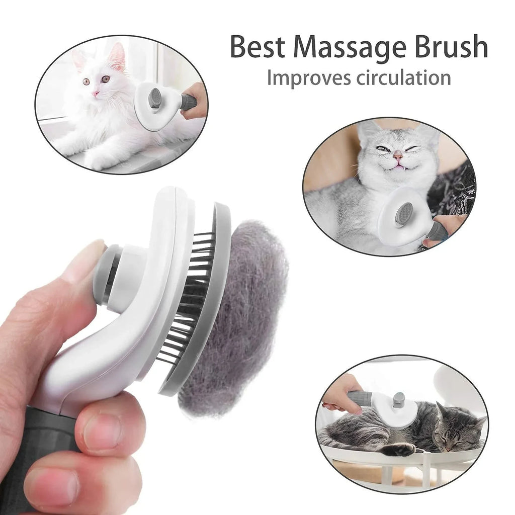 Self-Cleaning Pet Slicker Brush – Grooming & Dematting Comb for Dogs & Cats