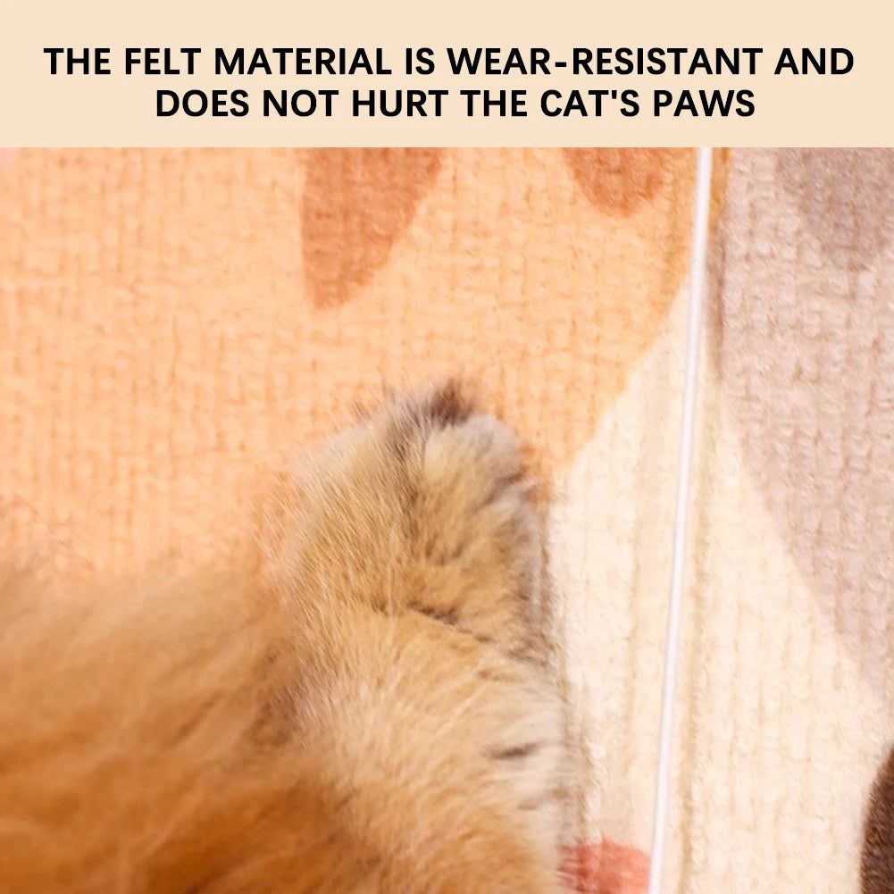 Wall-Mounted Felt Cat Scratcher with Hanging Toy
