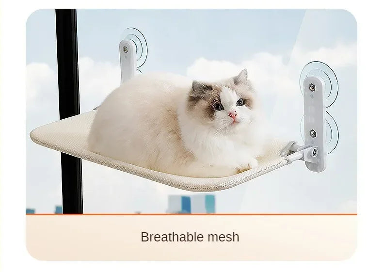 Cat Window Hammock Bed – Suction Cup Hanging Perch with Washable Plush Mat