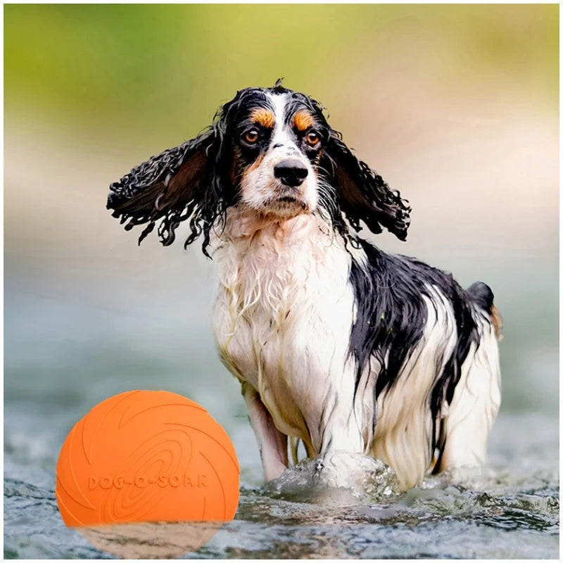 Silicone Flying Disc Dog & Cat Toy – Durable Rubber Frisbee for Interactive Play