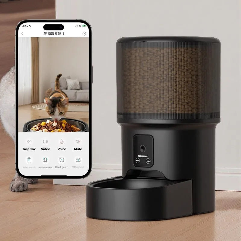 Smart Automatic Pet Feeder with Camera – WiFi, Voice Control & Timed Feeding for Cats & Dogs