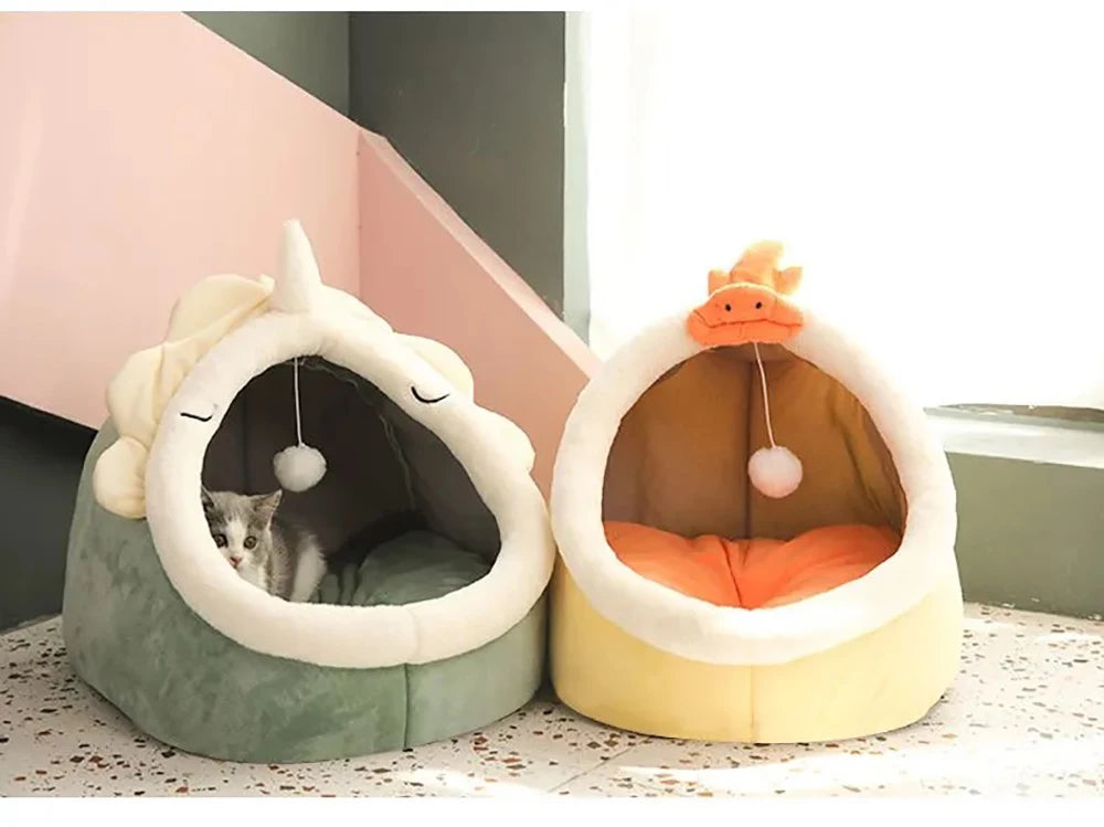 Cute Ear Cat Cave Bed – Foldable, Washable & Deep Sleep Pet Bed for Cats & Small Dogs