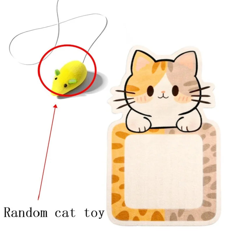 Wall-Mounted Felt Cat Scratcher with Hanging Toy