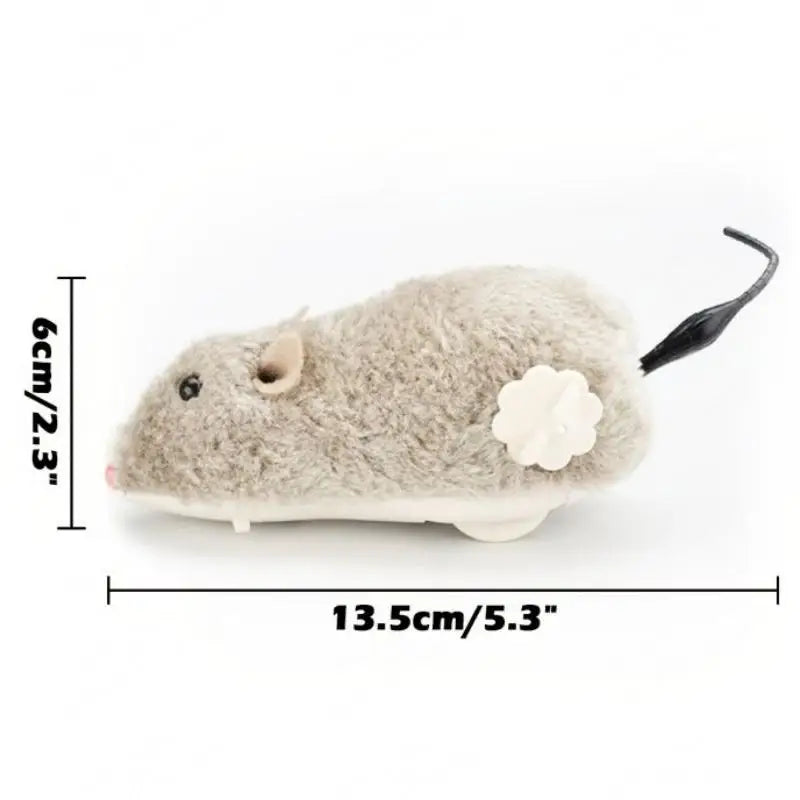 Wind-Up Plush Mouse Toy for Cats – Lifelike Running Rat for Interactive Play