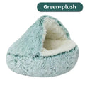 2-in-1 Plush Pet Bed with Hooded Shell – Warm & Cozy Cat and Dog Nest